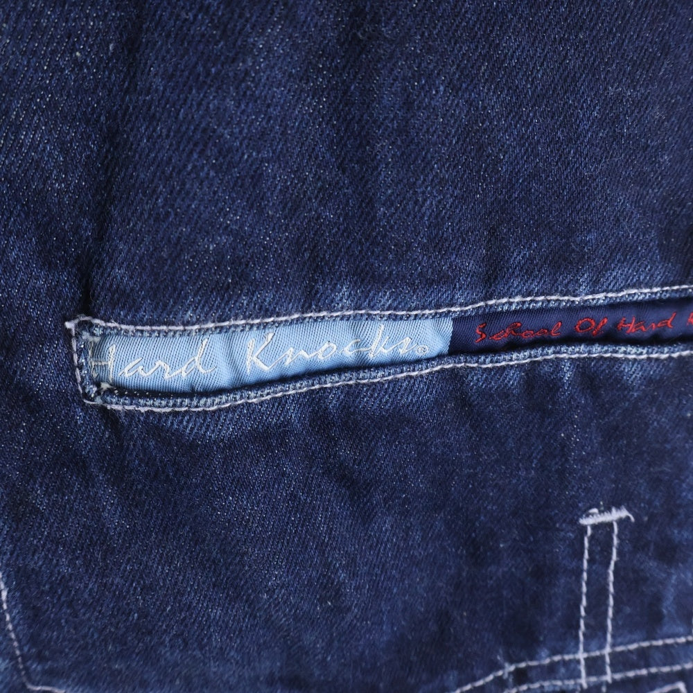 SCHOOL OF HARD KNOCKS(スクールオブハードノックス) ロゴ刺繍ダメージ加工 カーゴデニムパンツ ジーンズ
