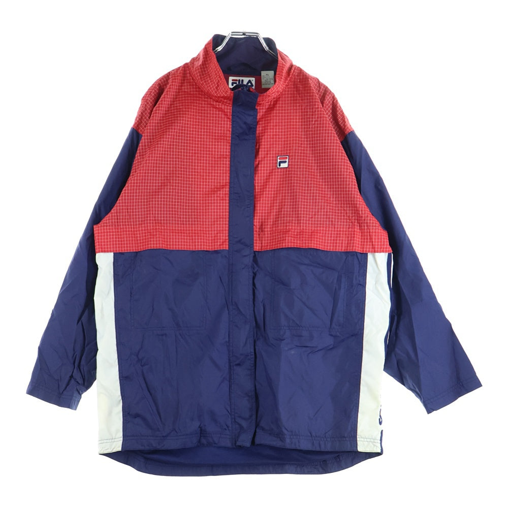 FILA(フィラ) Windbreaker Red White フロントワンポイントロゴ刺繍 ジップアップナイロンジャケット レッド/ホワイト