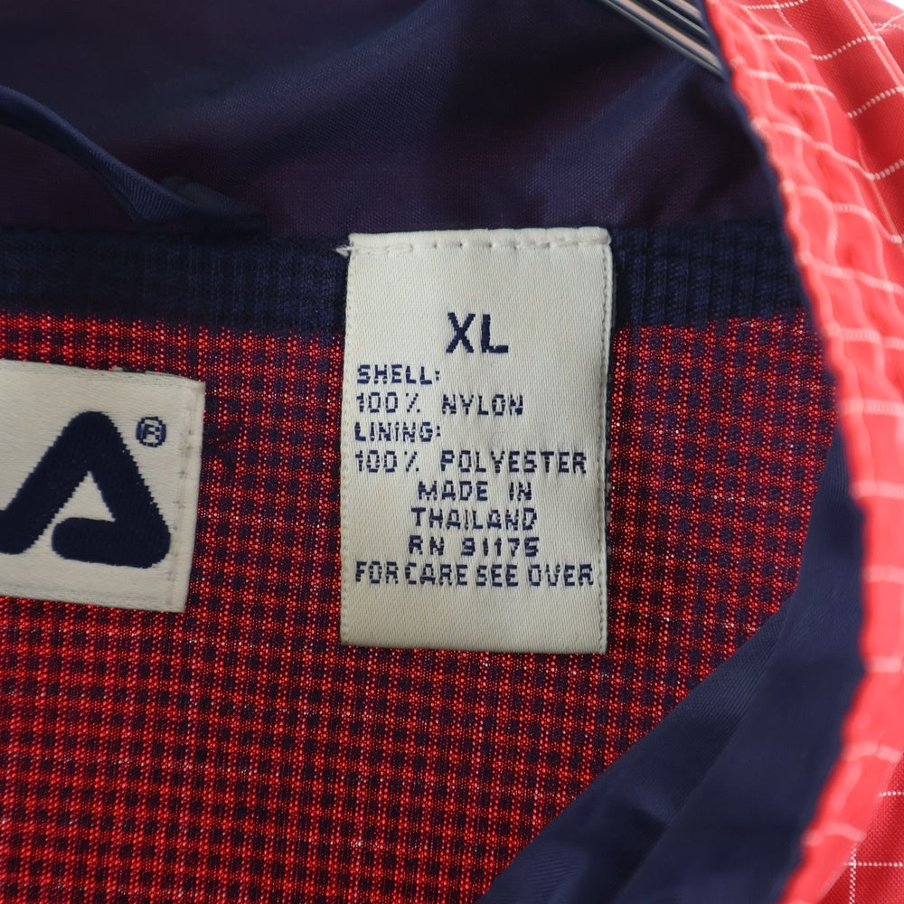 FILA(フィラ) Windbreaker Red White フロントワンポイントロゴ刺繍 ジップアップナイロンジャケット レッド/ホワイト