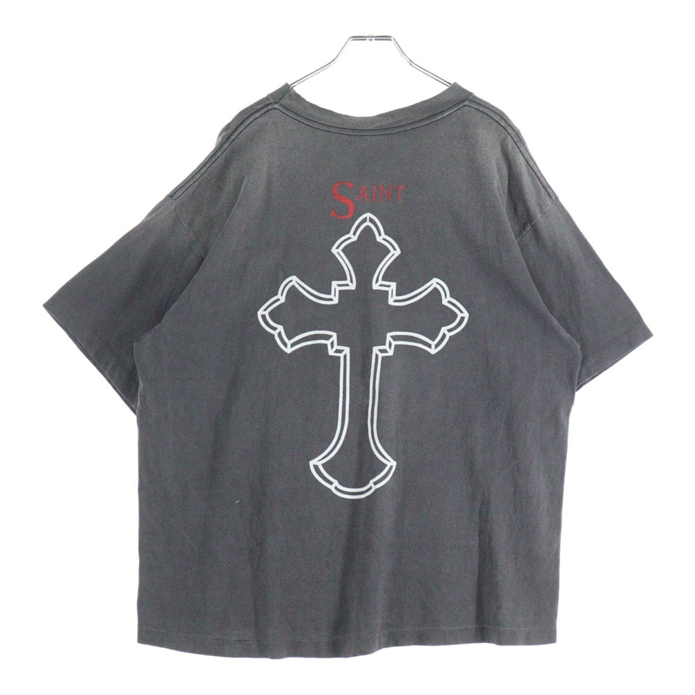 SAINT MICHAEL(セントマイケル) 25SS×2PAC 2PC SS TEE SM-HR8-0000-C14 2パック ヴィンテージ加工プリント半袖Tシャツ ブラック