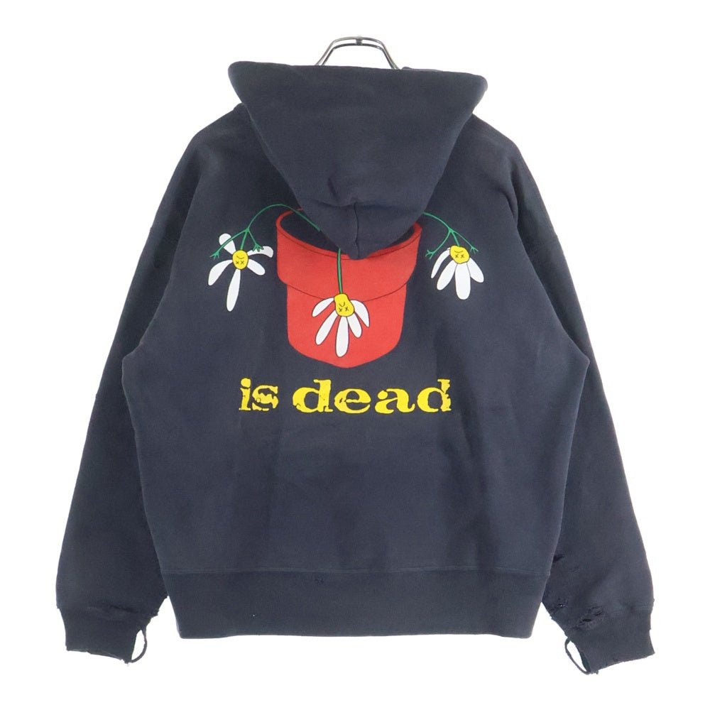 SAINT MICHAEL(セントマイケル) 25AW ×DE LA SOUL DLS_HOODIE ×デラソウル ダメージ加工 プルオーバーパーカー フーディ グレー SM-HR1-0000-C19