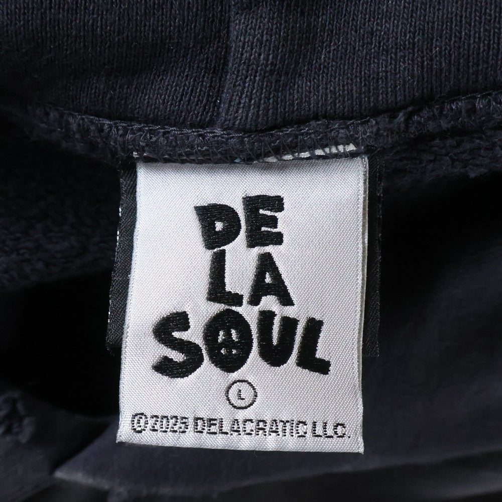 SAINT MICHAEL(セントマイケル) 25AW ×DE LA SOUL DLS_HOODIE ×デラソウル ダメージ加工 プルオーバーパーカー フーディ グレー SM-HR1-0000-C19