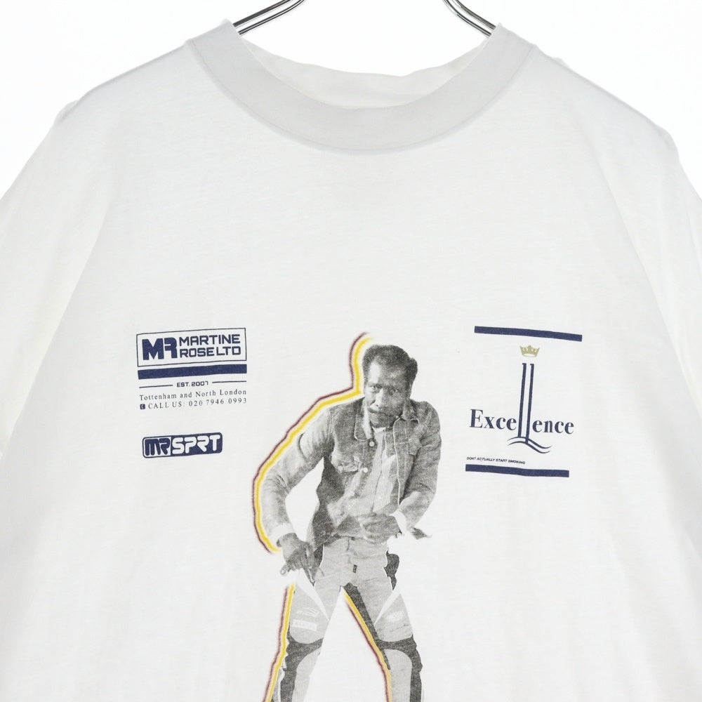 MARTINE ROSE(マーティンローズ) OVERSIZED T-SH EXCEL オーバーサイズ フロントプリント クルーネック半袖Tシャツカットソー ホワイト