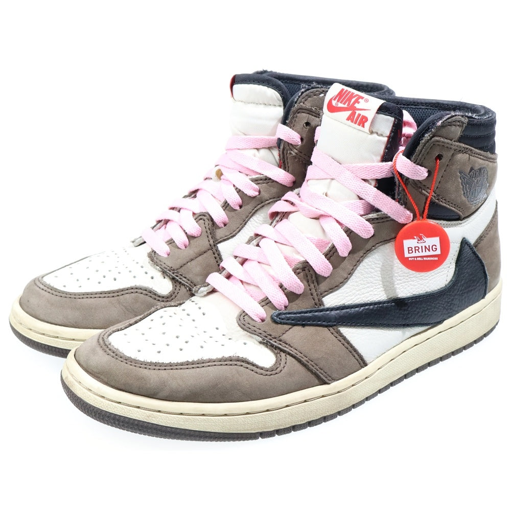 NIKE(ナイキ) ×TRAVIS SCOTT AIR JORDAN 1 RETRO HIGH OG TS SP CD4487-100 トラヴィススコット エアジョーダン1 ハイカットスニーカー ブラウン/ホワイト US9.5/27.5cm