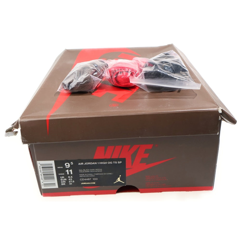 NIKE(ナイキ) ×TRAVIS SCOTT AIR JORDAN 1 RETRO HIGH OG TS SP CD4487-100 トラヴィススコット エアジョーダン1 ハイカットスニーカー ブラウン/ホワイト US9.5/27.5cm