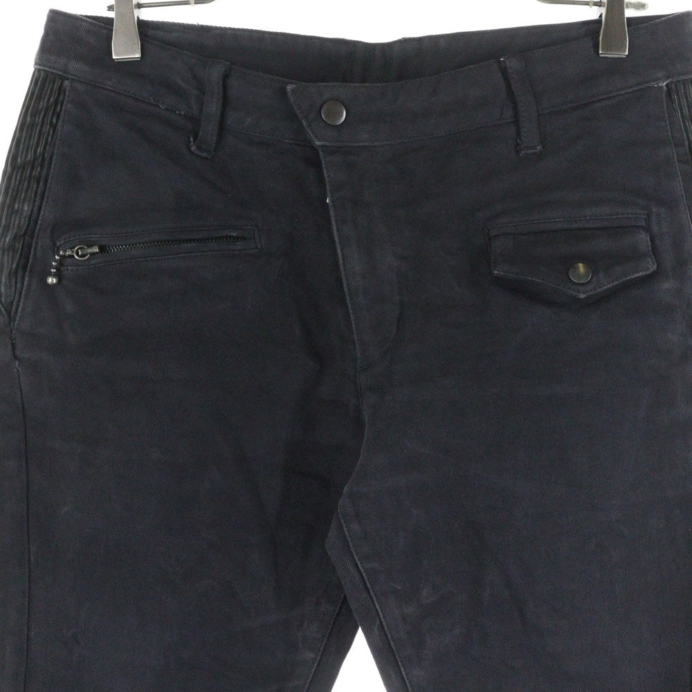 ISAMU KATAYAMA BACKLASH(イサムカタヤマバックラッシュ) Stretch Leather Denim Pants 1356-10 ストレッチ レザー ストレートデニムパンツ ブラック