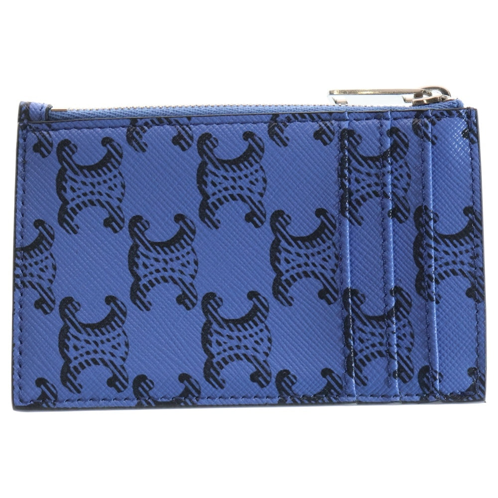 CELINE(セリーヌ) 26SS トリオンフキャンバス ラムスキン ジップ付き カードホルダー カードケース ブラック/ブルー 10F992V18.07QI レディース