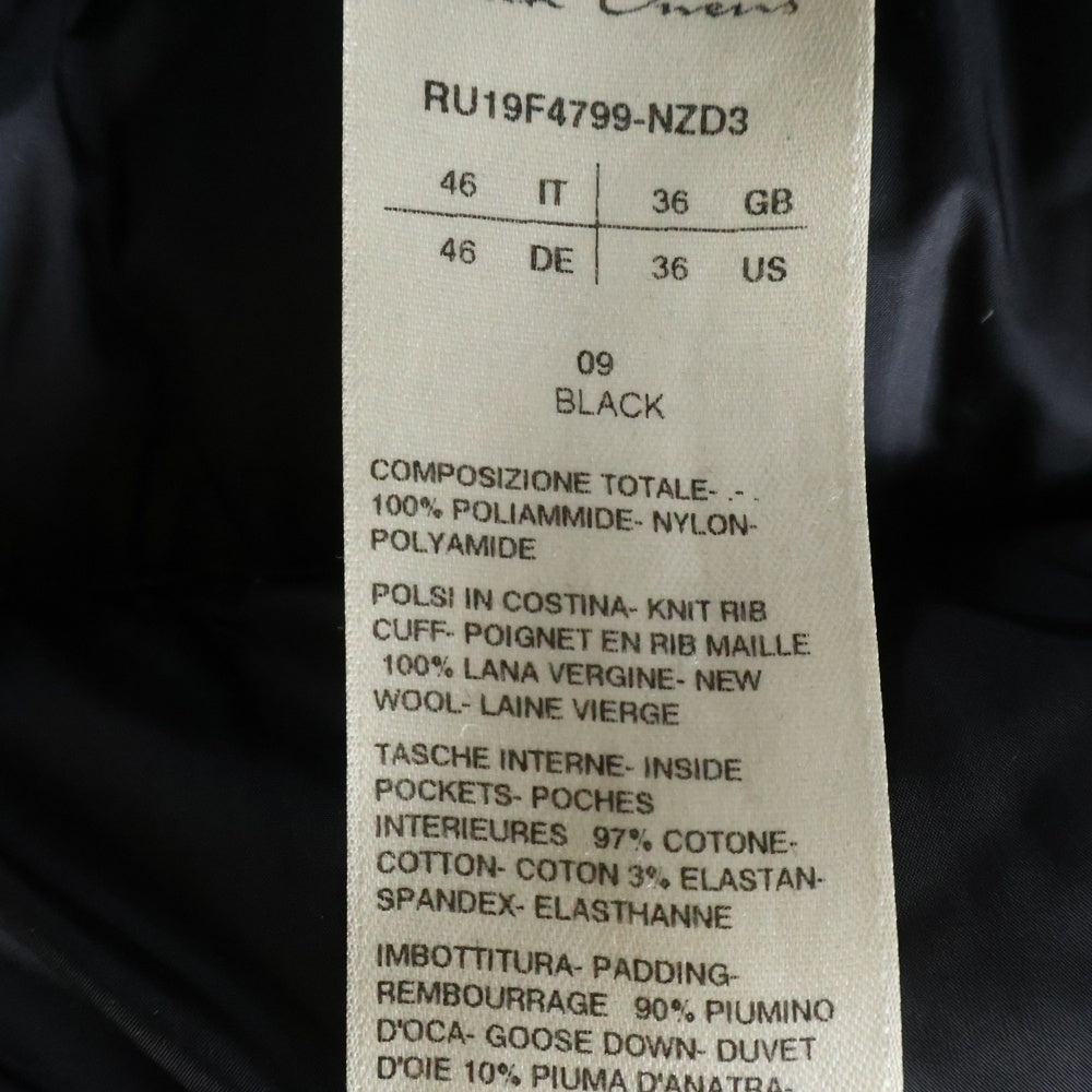 Rick Owens(リックオウエンス) Jumbo Duvet Puffer Jacket RU19F4799-NZDD3 中綿ダウンジャケット ダウンコート ブラック