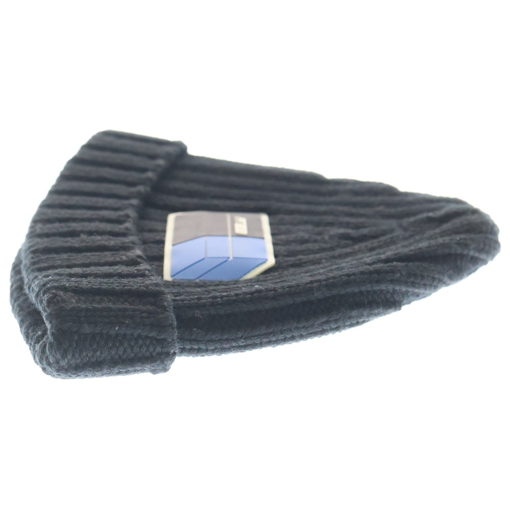 PRADA(プラダ) Rubber LOGO BEANIE UMD367 ラバーロゴビーニー ニット帽 帽子 ブラック