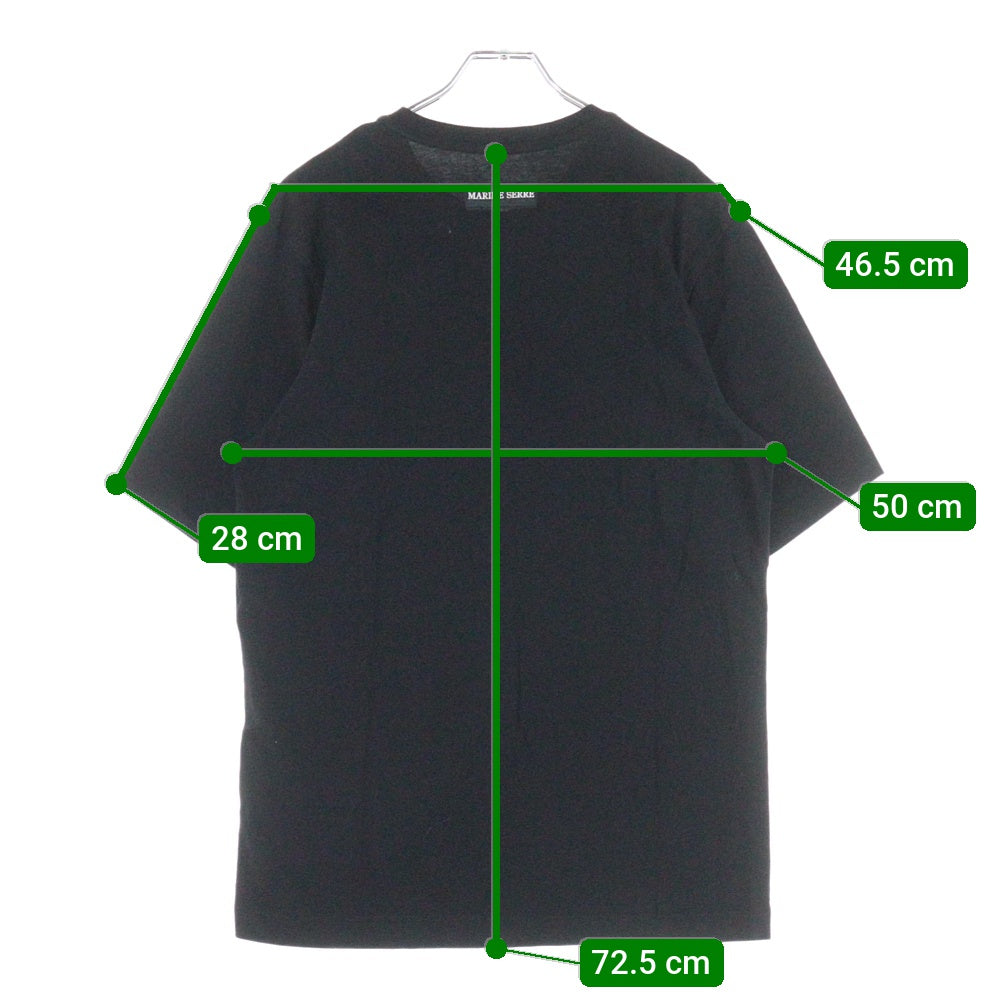 MARINE SERRE(マリーン セル) MOON LOGO CREW T-SHIRT ムーンロゴ刺繍 バックロゴ刺繍 オーバーサイズ クルーネック半袖Tシャツカットソー ブラック