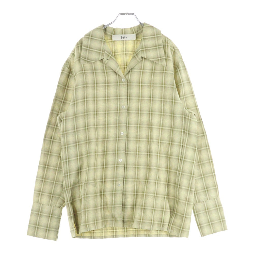 Sefr(セファ) 25SS Ignacio Check Shirt チェック柄オーバーサイズ 長袖シャツ グリーン