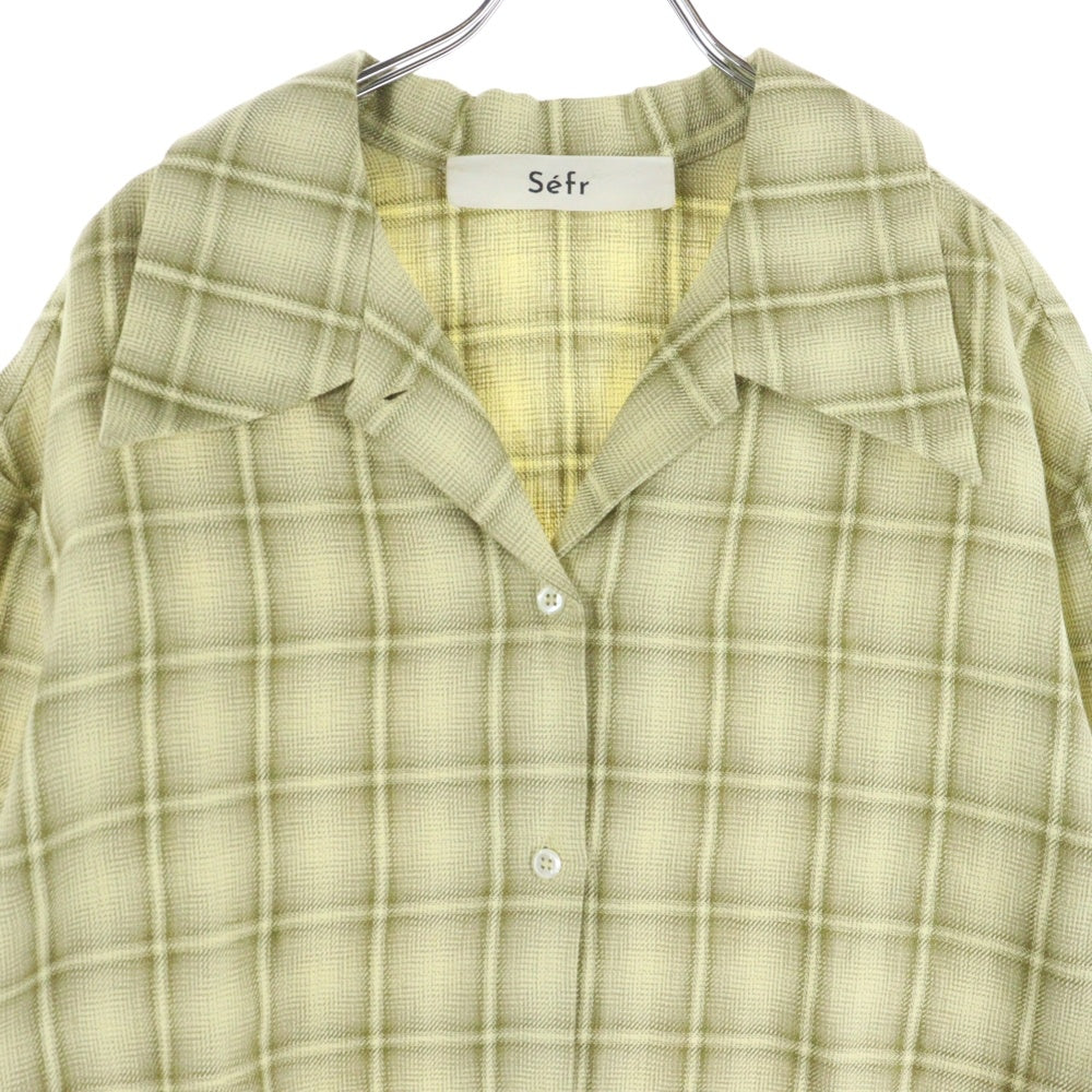 Sefr(セファ) 25SS Ignacio Check Shirt チェック柄オーバーサイズ 長袖シャツ グリーン