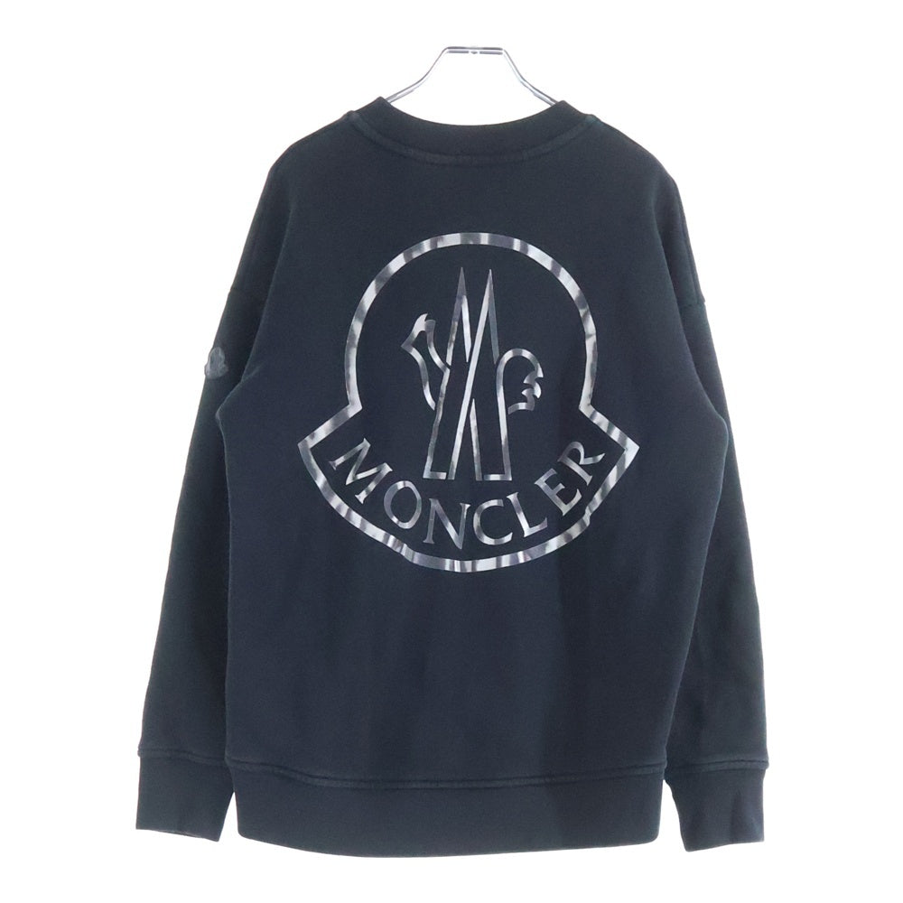 MONCLER(モンクレール) 22AW SWEATSHIRT H20938G00031 ビッグラバーロゴプリント クルーネック長袖スウェットトレーナー ブラック