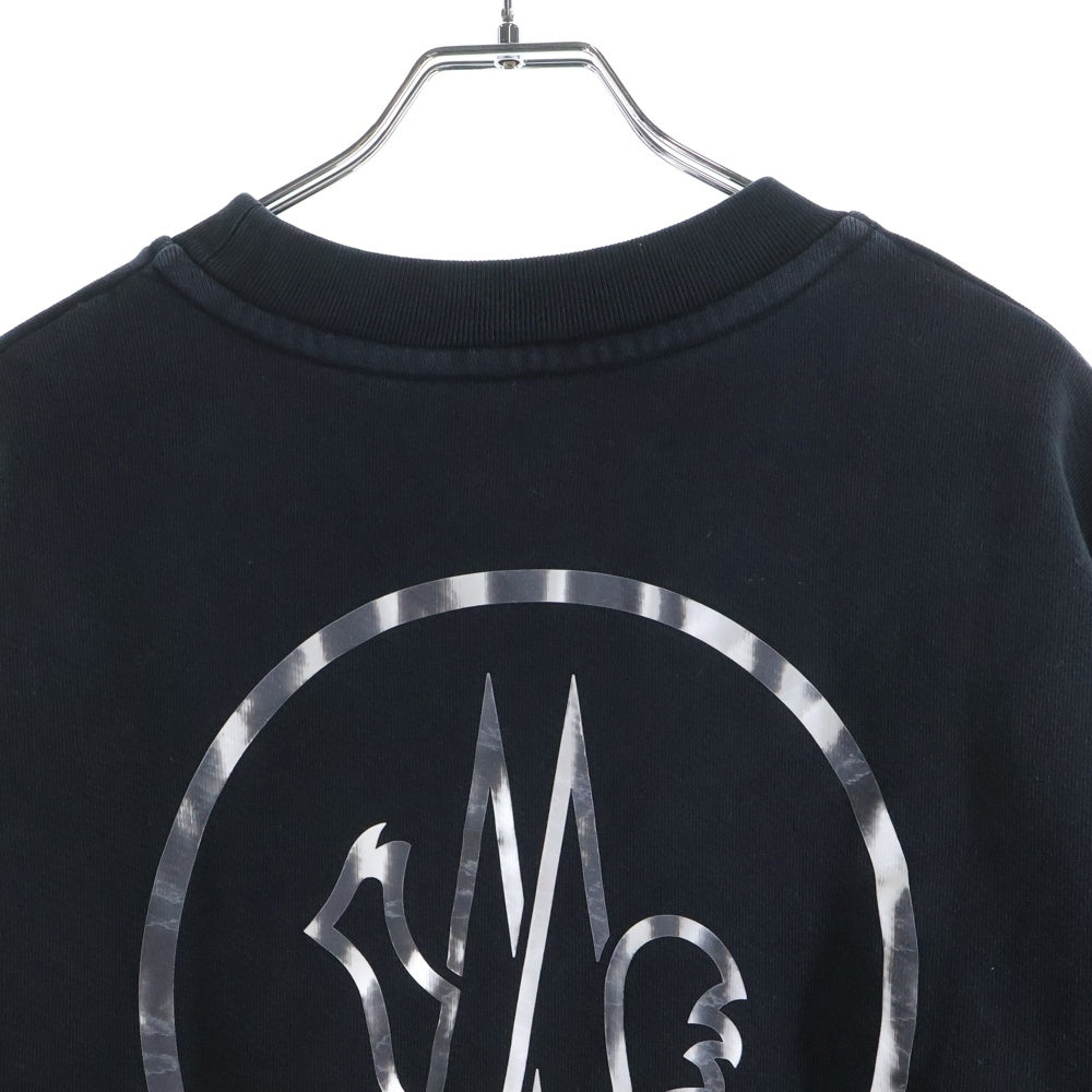 MONCLER(モンクレール) 22AW SWEATSHIRT H20938G00031 ビッグラバーロゴプリント クルーネック長袖スウェットトレーナー ブラック