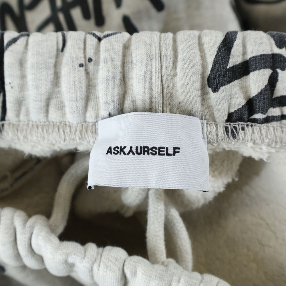 ASKYURSELF(アスクユアセルフ) SCRIBBLE ビンテージジョガー スウェットパンツ 総柄 グレー