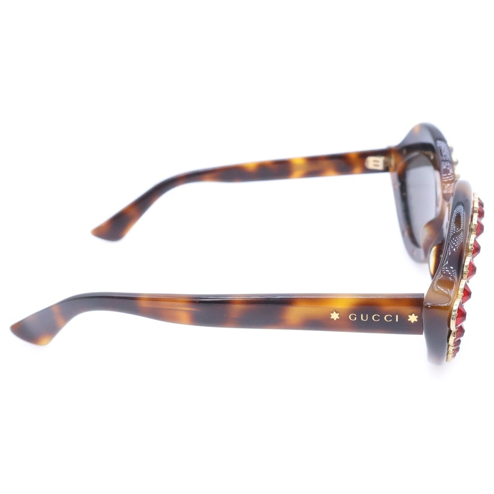 GUCCI(グッチ) CRYSTAL 0045 LIPS Cat Eye Havana Brown Red Bold Stud