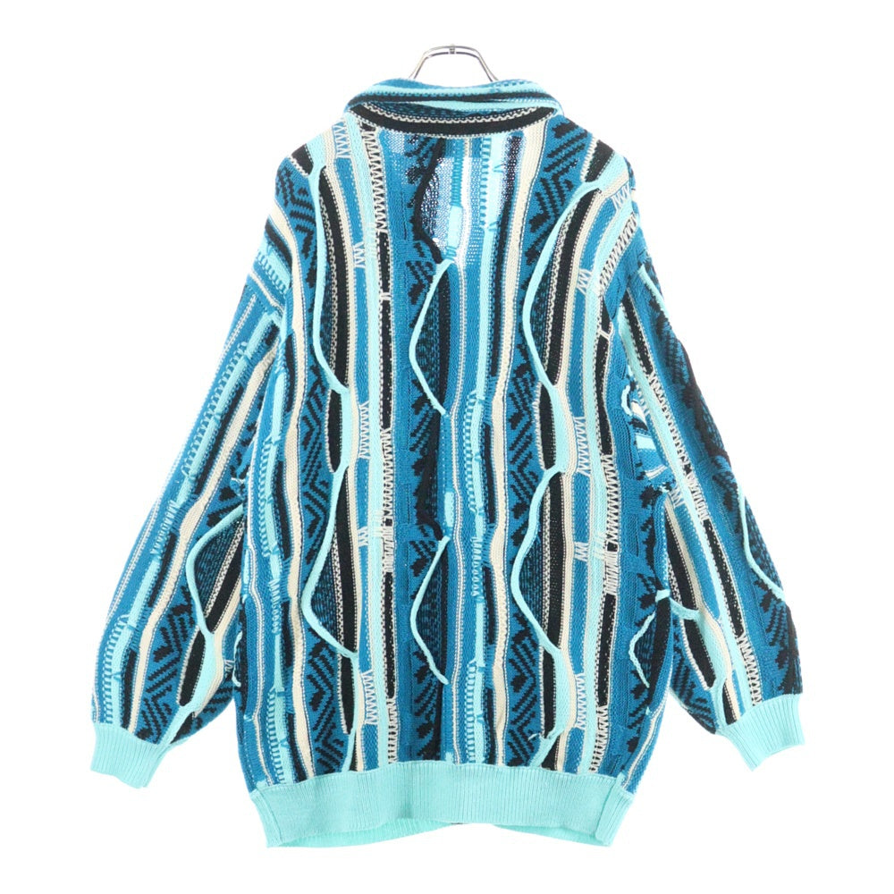 FAT(エフエーティー) FOOGIGAN ストライプ 7GG アクリル ニットカーディガン セーター ブルー F32410-KN02-AB