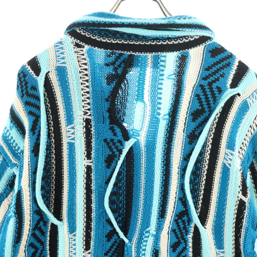 FAT(エフエーティー) FOOGIGAN ストライプ 7GG アクリル ニットカーディガン セーター ブルー F32410-KN02-AB