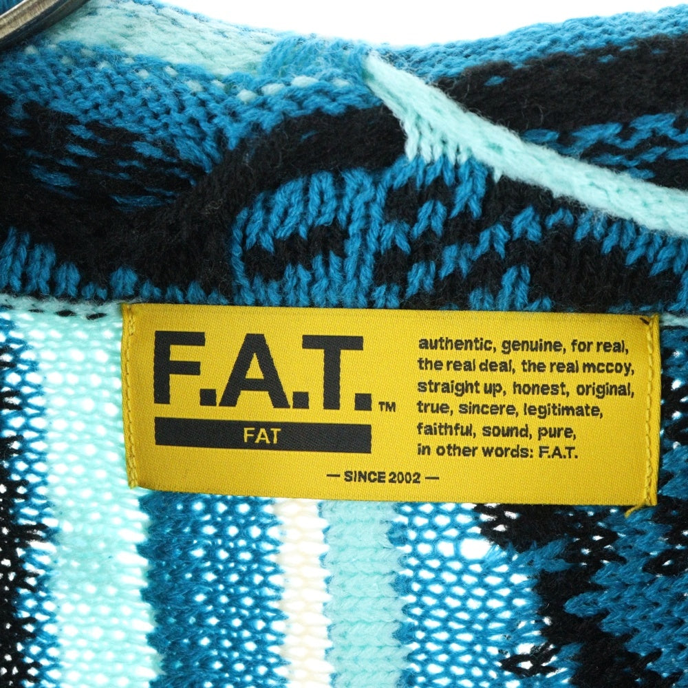 FAT(エフエーティー) FOOGIGAN ストライプ 7GG アクリル ニットカーディガン セーター ブルー F32410-KN02-AB