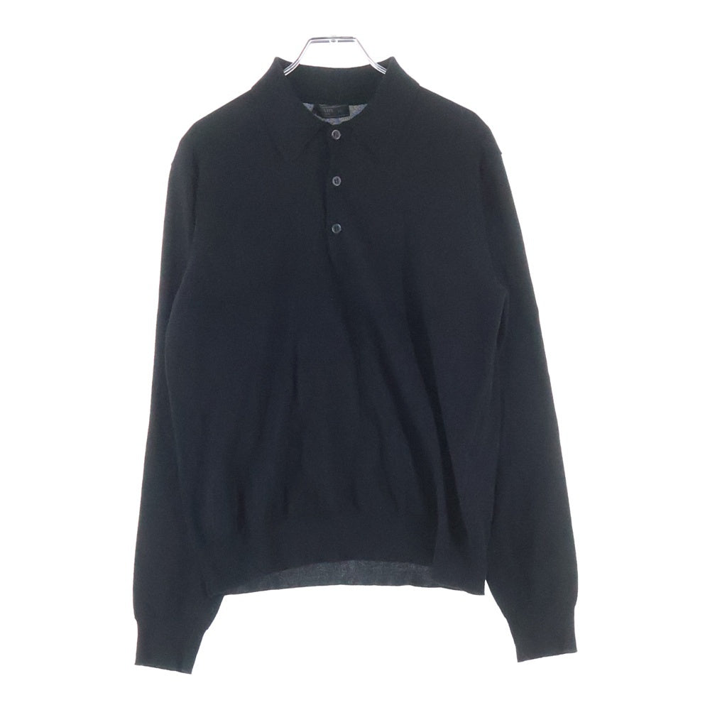 PRADA(プラダ) 23AW COTTON LONGSLEEVE POLO DNA793 コットン長袖ポロシャツ ブラック