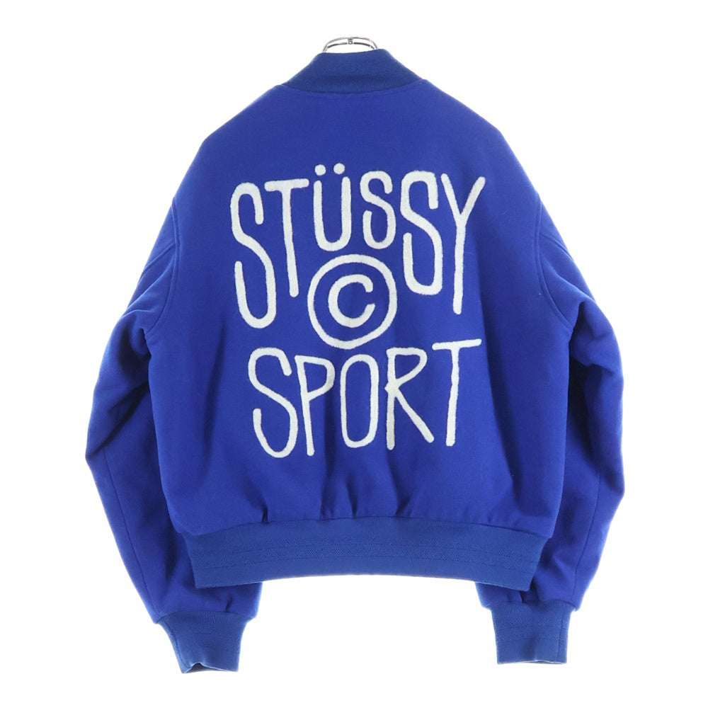 STUSSY(ステューシー) 23AW SPORT MELTON VARSITY JACKET スポーツ メルトン バーシティジャケット スタジャン ブルゾン ブルー 115736