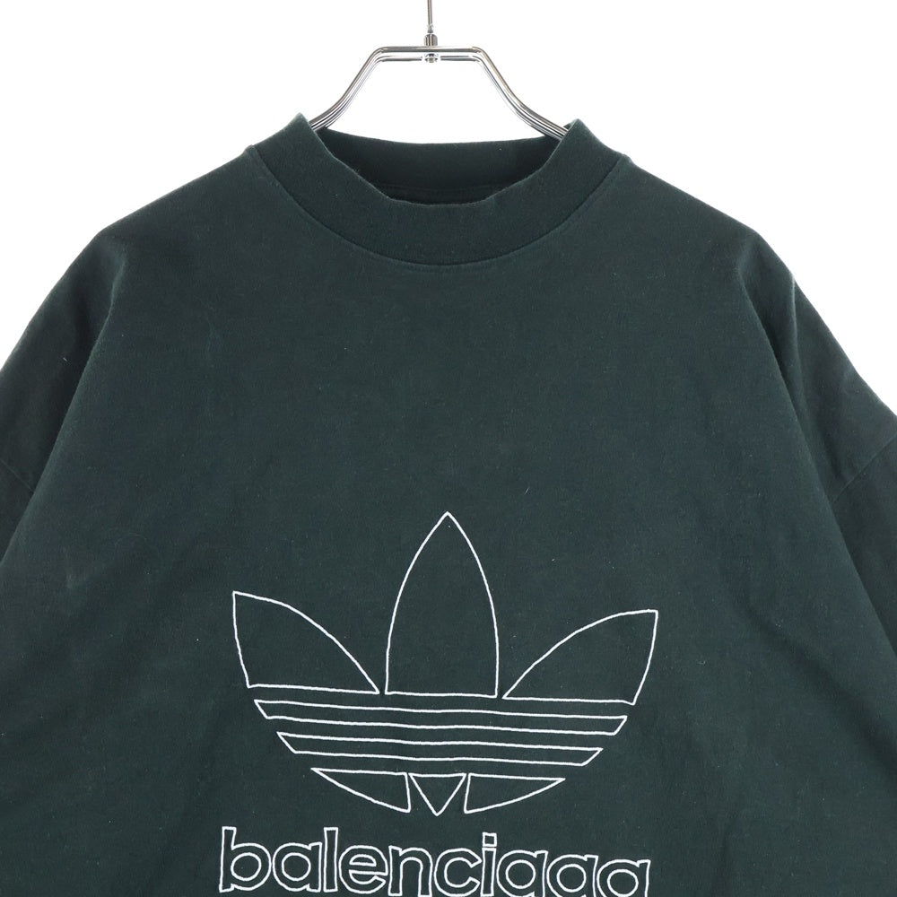 BALENCIAGA(バレンシアガ) 23SS ×adidas ×アディダス トレフォイルロゴ オーバーサイズTシャツ クルーネック半袖Tシャツカットソー グリーン 723976 TNVN8