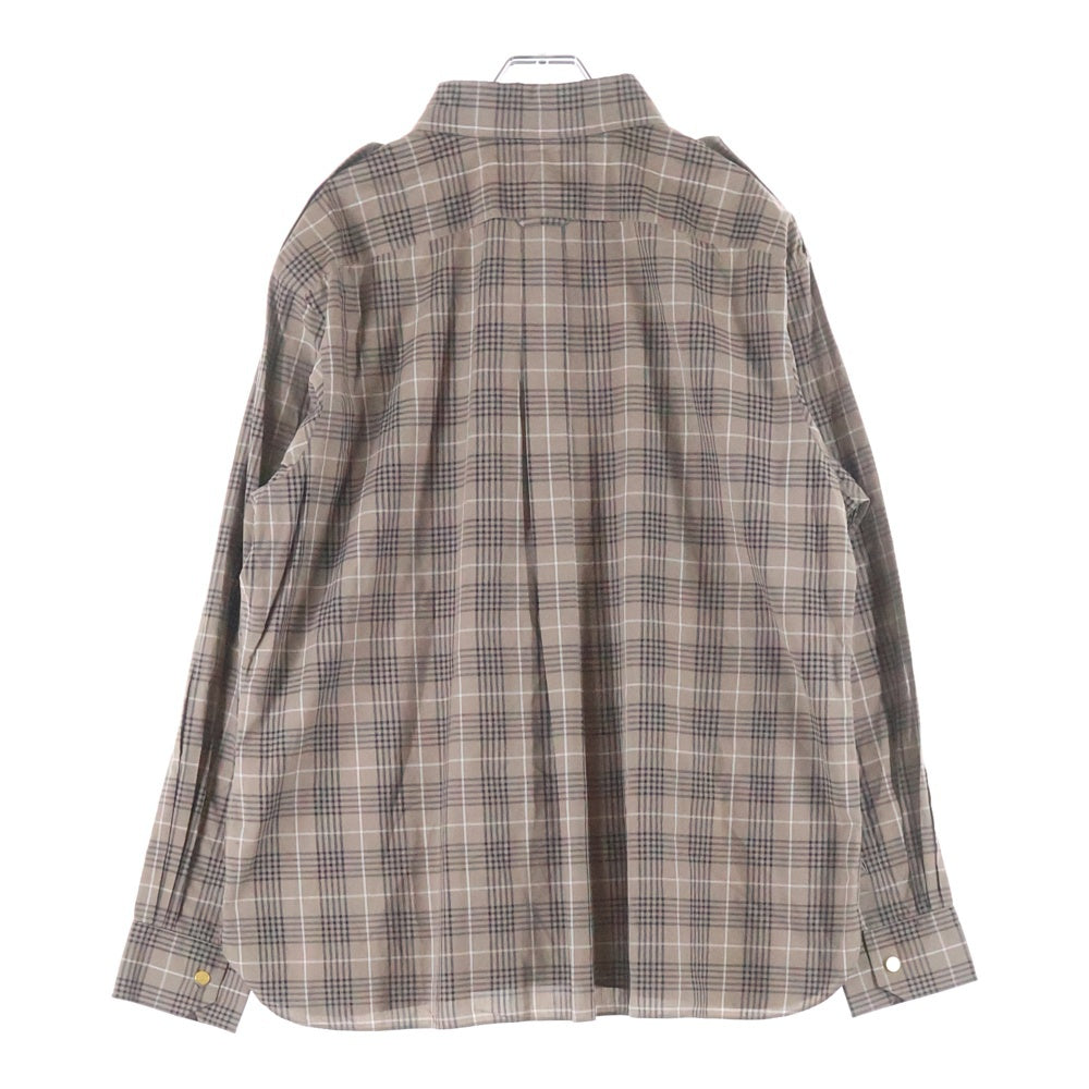 HERMES(エルメス) CHECK SHIRT BROWN OD-0600 コットン チェック長袖シャツ ブラウン