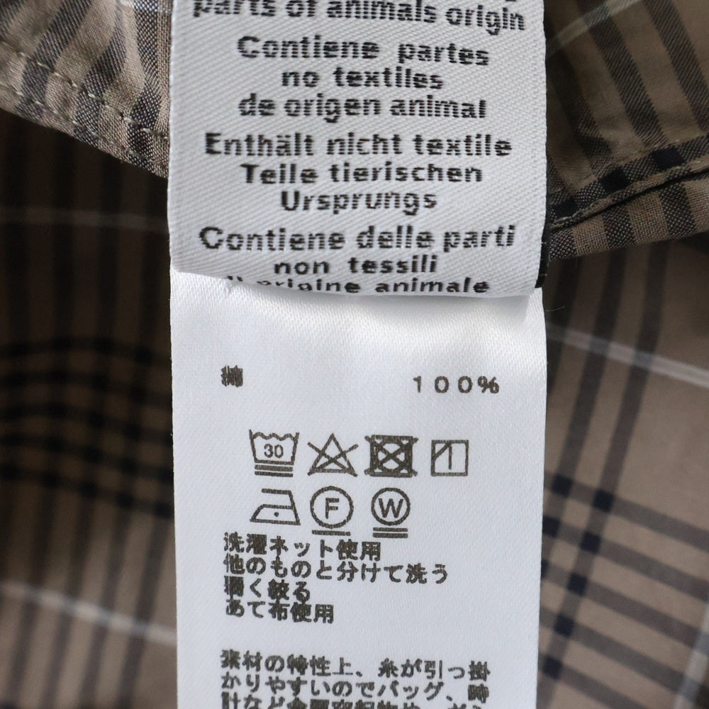 HERMES(エルメス) CHECK SHIRT BROWN OD-0600 コットン チェック長袖シャツ ブラウン