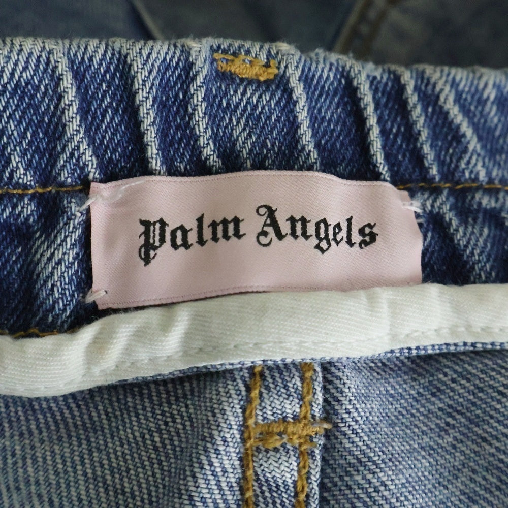 Palm Angels(パームエンジェルス) 18AW Straight Denim Pants PMYA009F18415005 フロントロゴ 裾ジップ ストレートデニムパンツ インディゴ