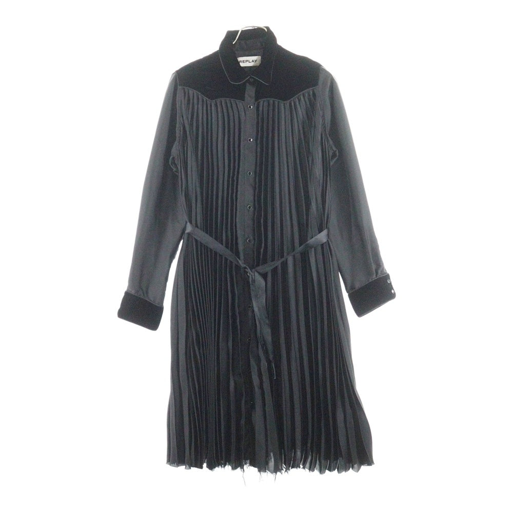 REPLAY(リプレイ) プリーツ 長袖シャツ ロングスリーブ ワンピース ブラック レディース 2257433