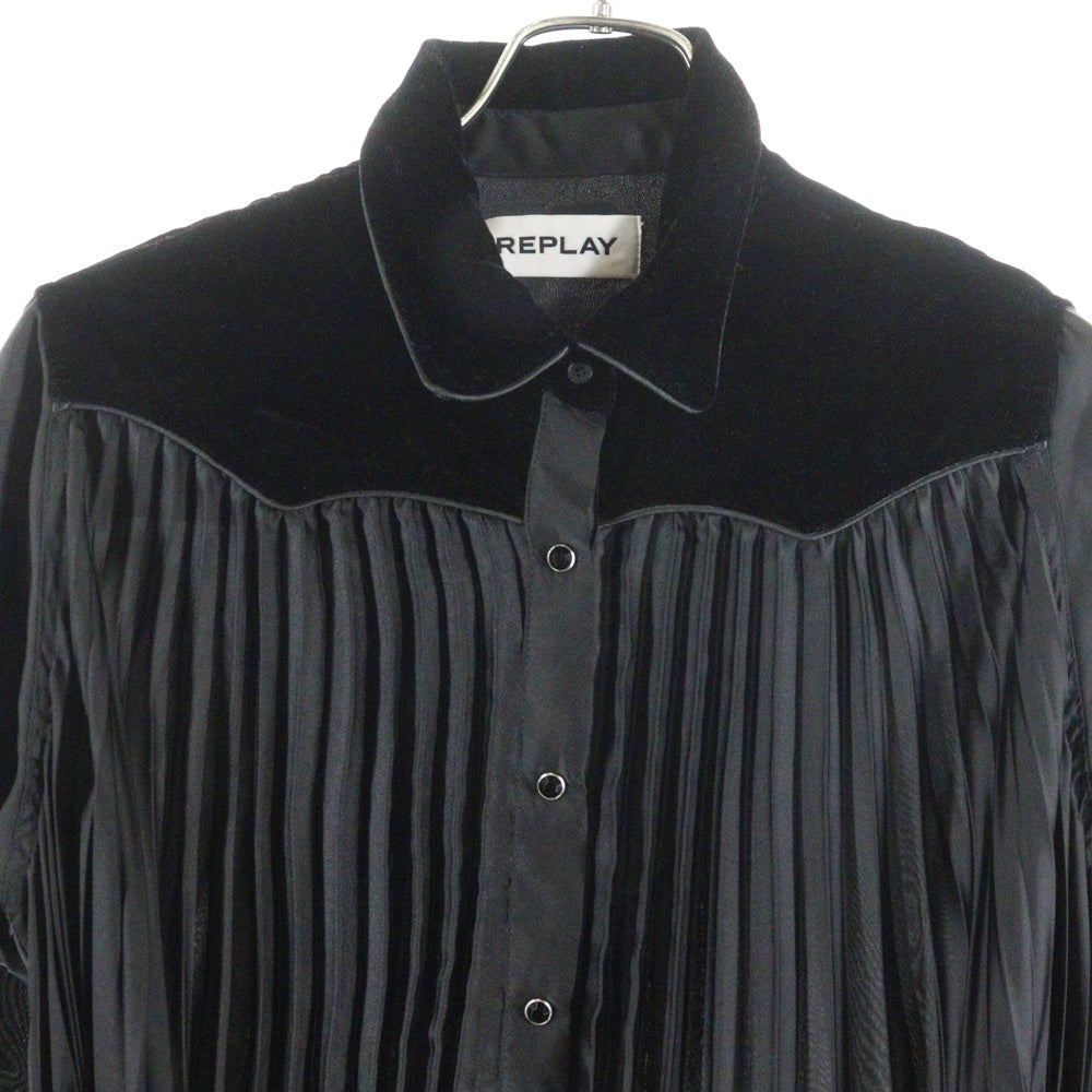 REPLAY(リプレイ) プリーツ 長袖シャツ ロングスリーブ ワンピース ブラック レディース 2257433