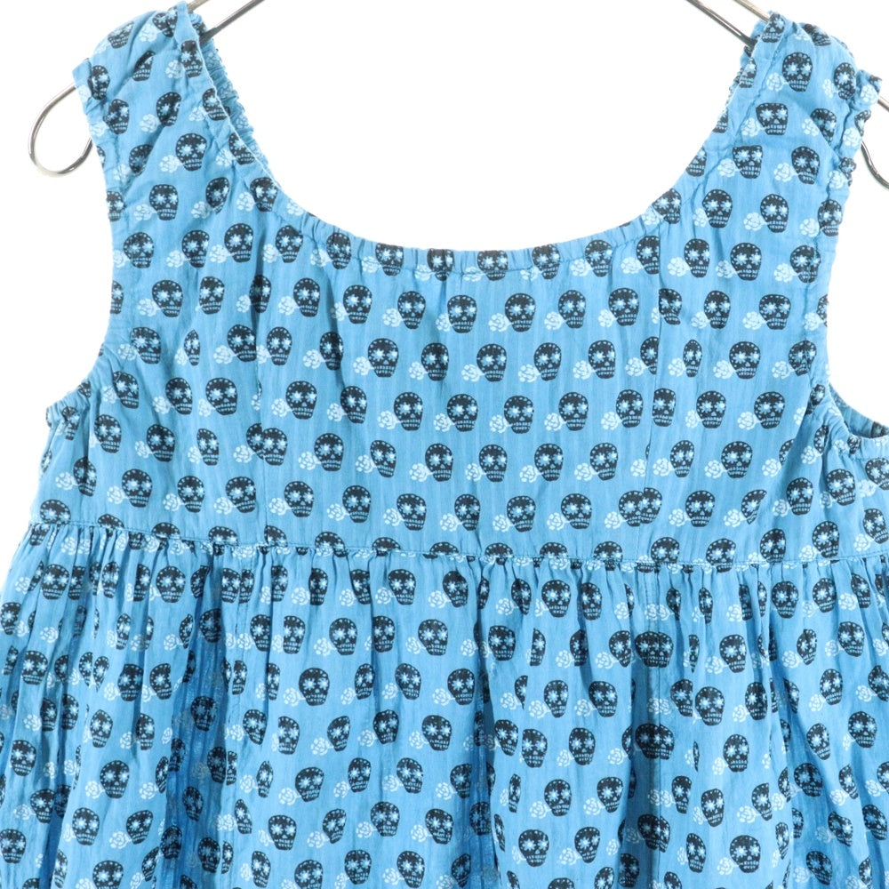 BINDU(ビンドゥ) スカル 総柄 ノースリーブワンピース ブルー レディース BM-720071E