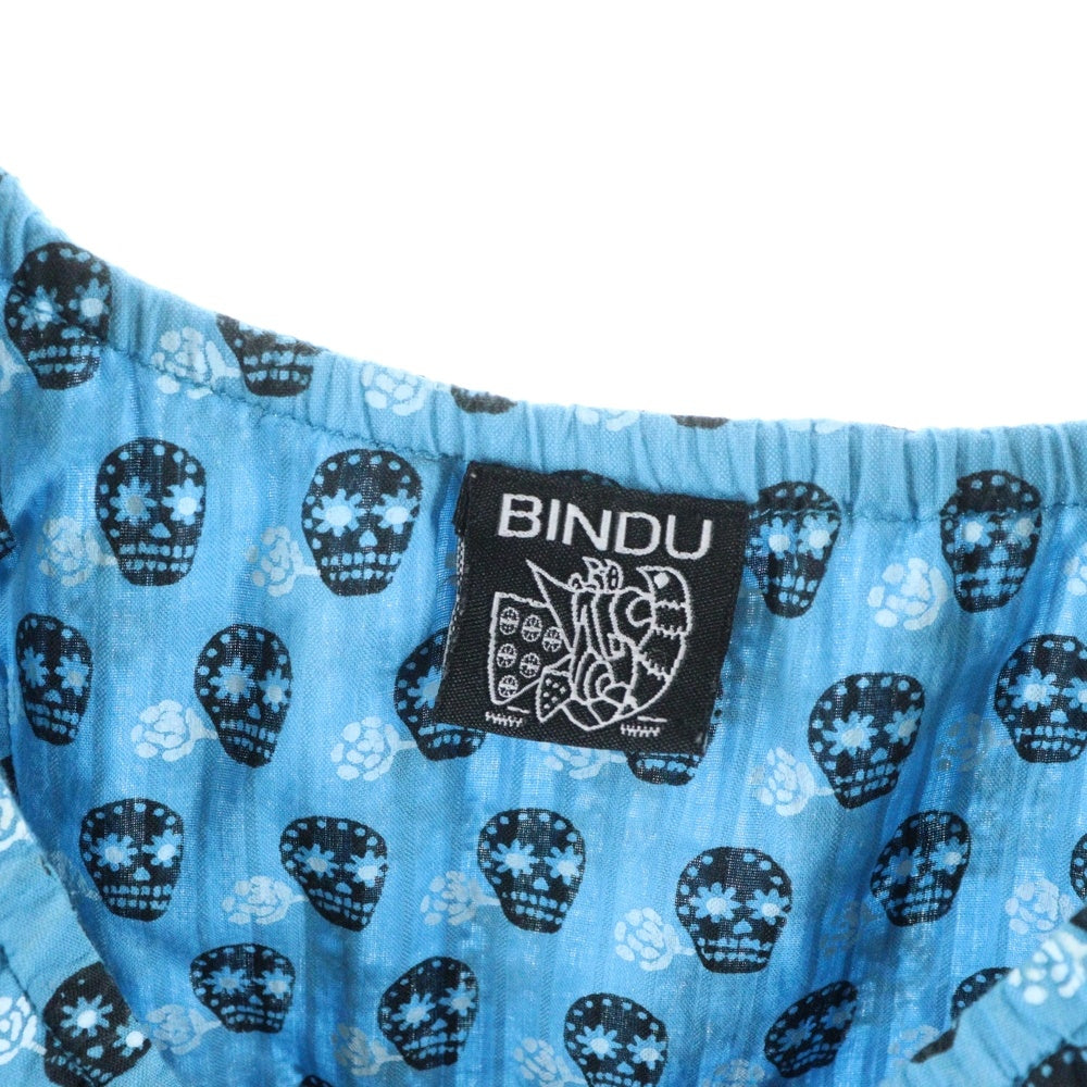 BINDU(ビンドゥ) スカル 総柄 ノースリーブワンピース ブルー レディース BM-720071E