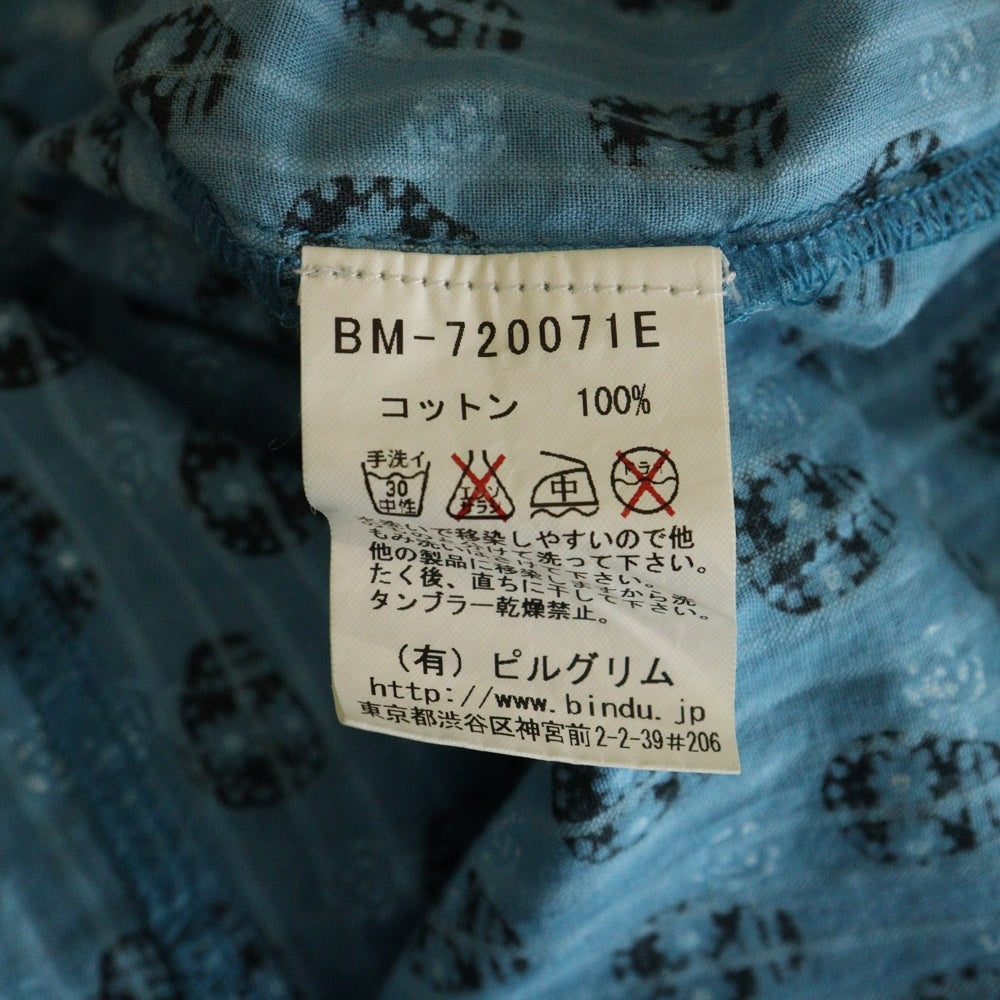 BINDU(ビンドゥ) スカル 総柄 ノースリーブワンピース ブルー レディース BM-720071E