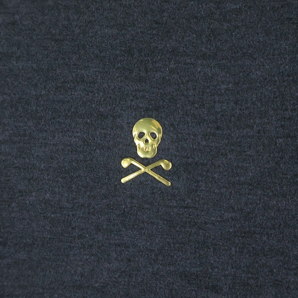 MARK&LONA(マークアンドロナ) フロントワンポイントスカル ハイネック モックネック 長袖Tシャツカットソー グレー レディース MLW-OC-AU05