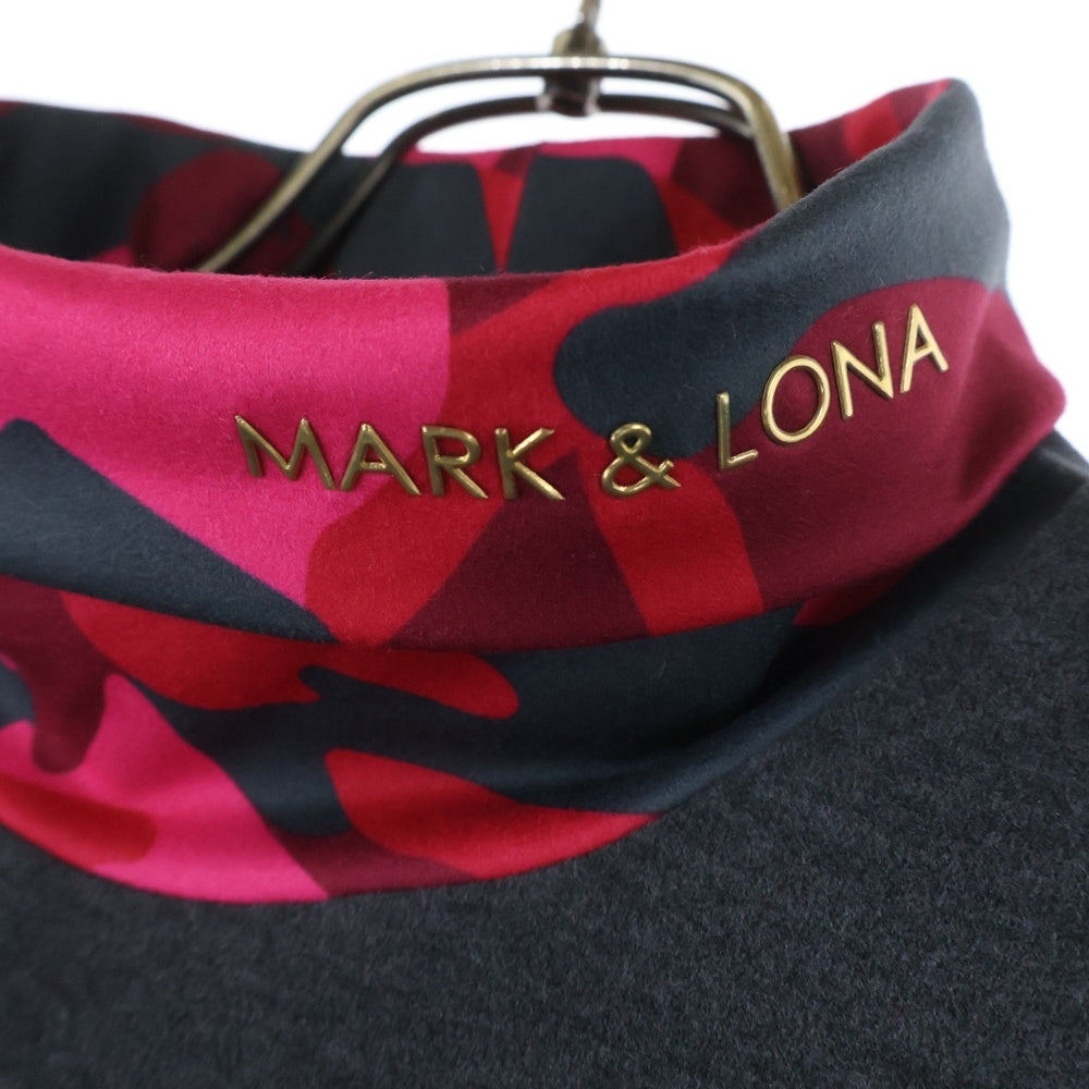 MARK&LONA(マークアンドロナ) フロントワンポイントスカル ハイネック モックネック 長袖Tシャツカットソー グレー レディース MLW-OC-AU05