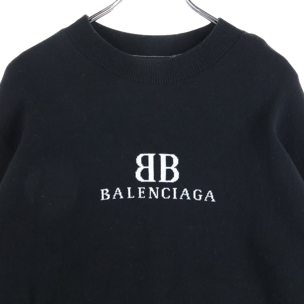 BALENCIAGA(バレンシアガ) BB LOGO KNIT 818420 BBロゴクルーネック