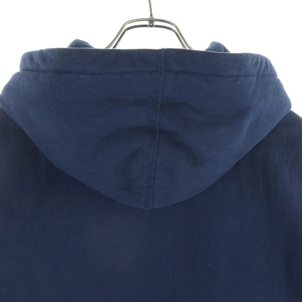SUPREME(シュプリーム) 18AW Perforated Leather Hooded Sweatsshirt フロントロゴプルオーバーパーカー フーディ ネイビー