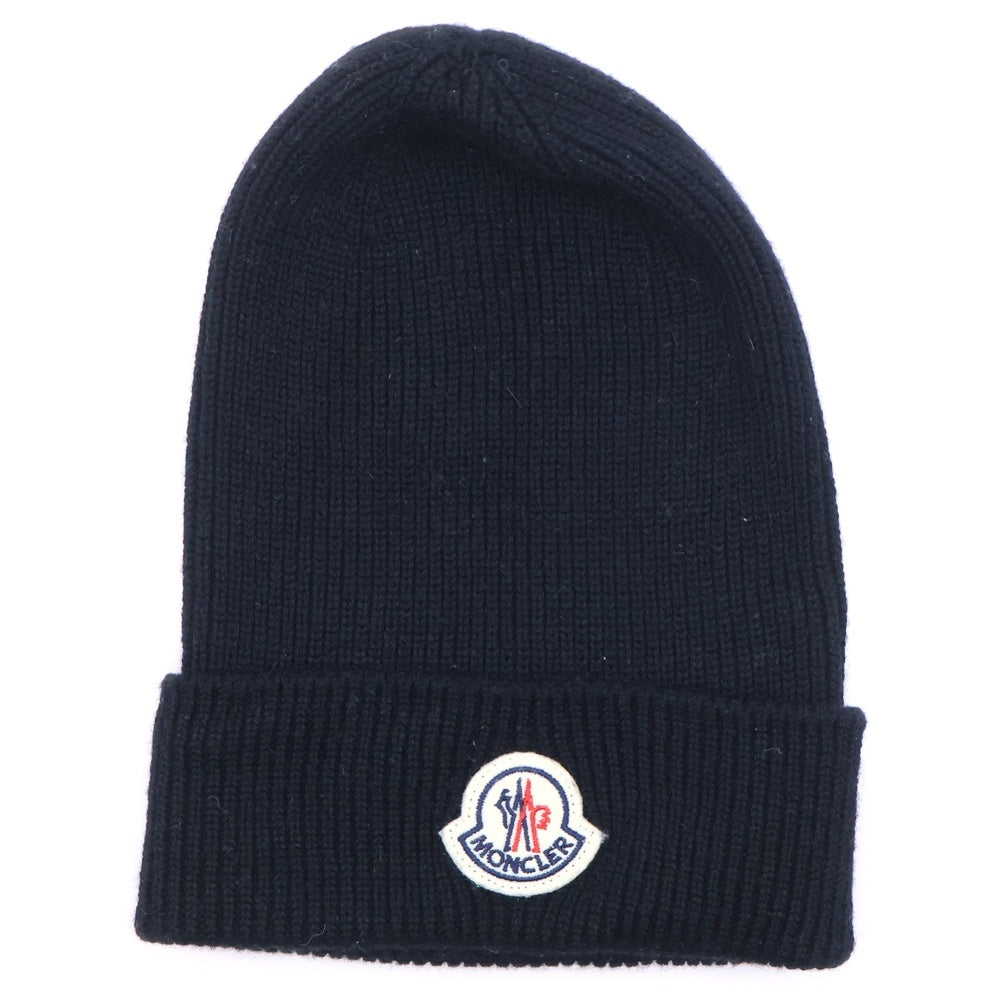 MONCLER(モンクレール) ロゴワッペン ニット帽 ビーニー ウール100% ブラック H20913B70500 A9342