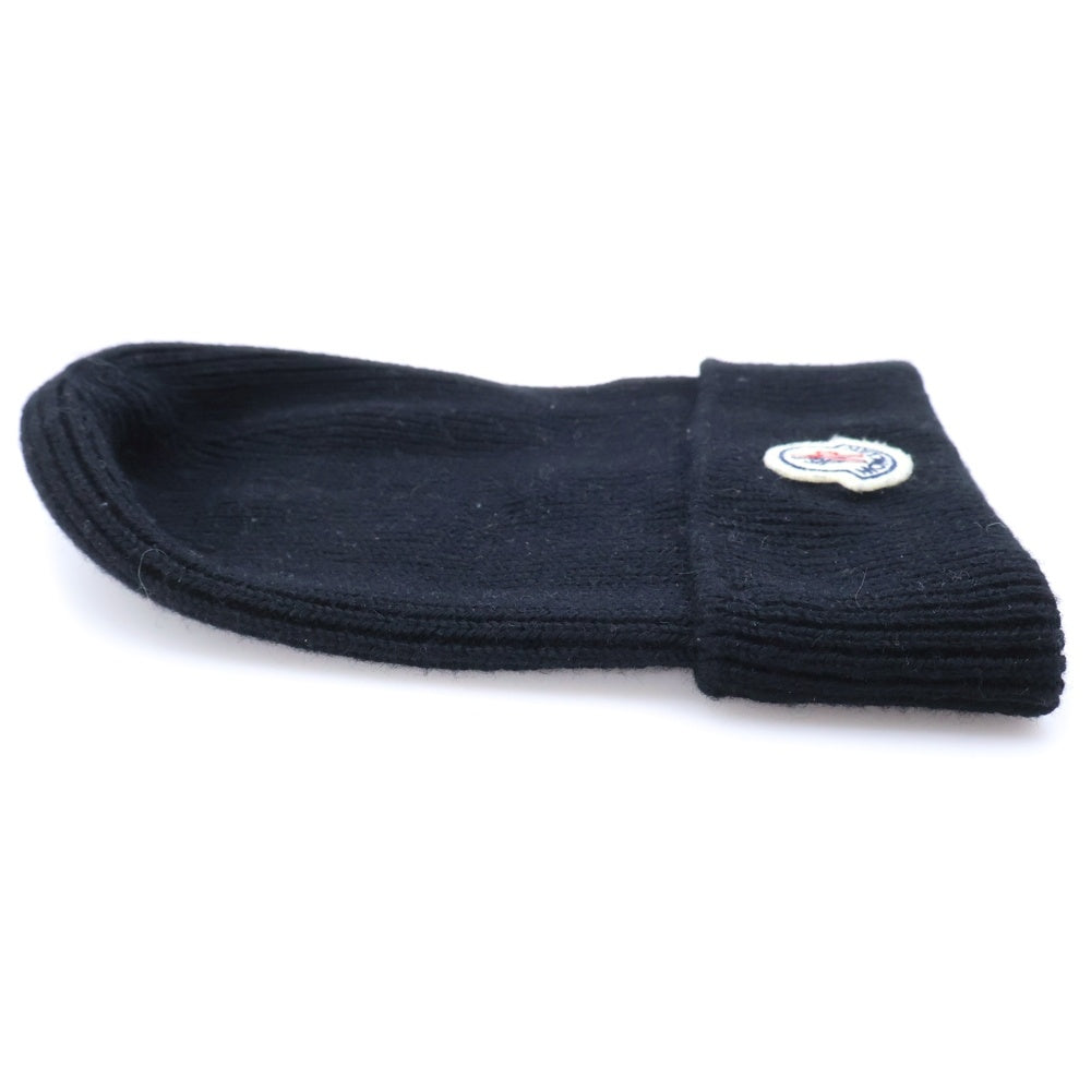 MONCLER(モンクレール) ロゴワッペン ニット帽 ビーニー ウール100% ブラック H20913B70500 A9342