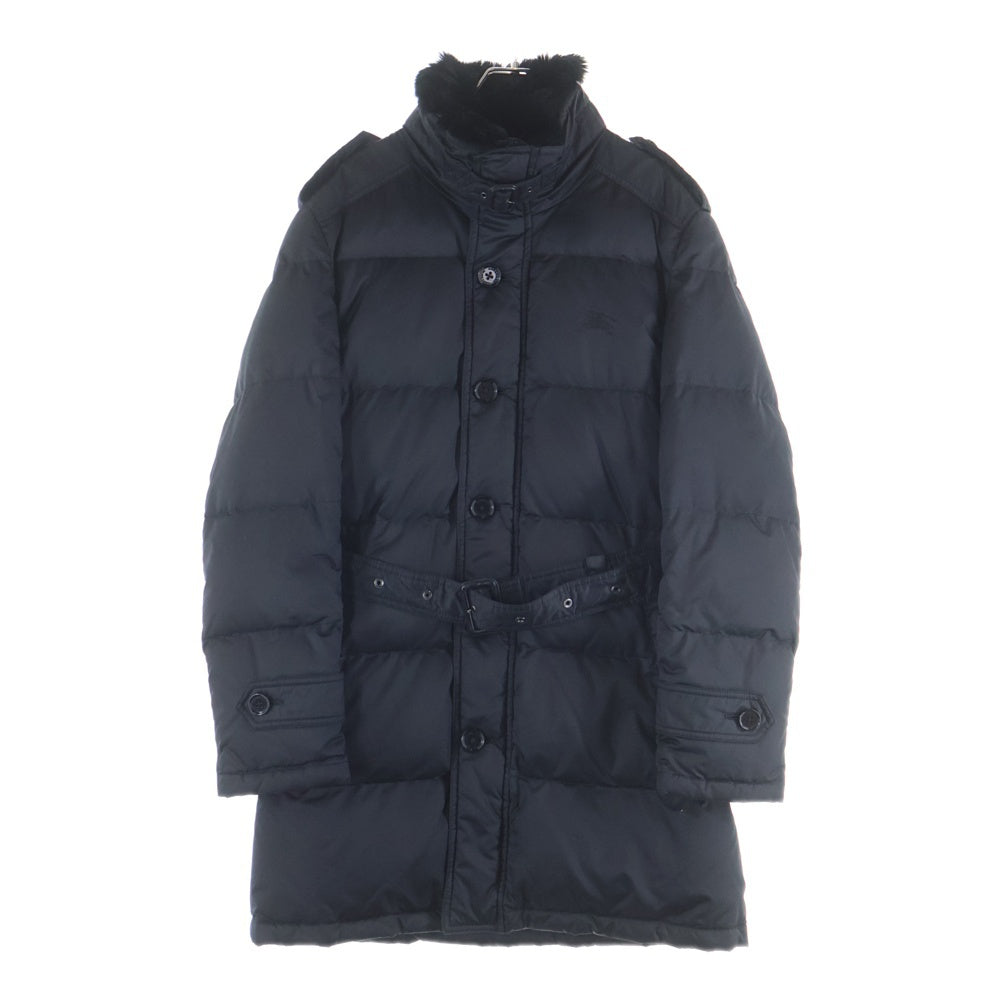 BURBERRY BLACK LABEL(バーバリー ブラックレーベル) 襟ファー ロングダウンジャケット 内側チェック ブラック D1F70-658-09