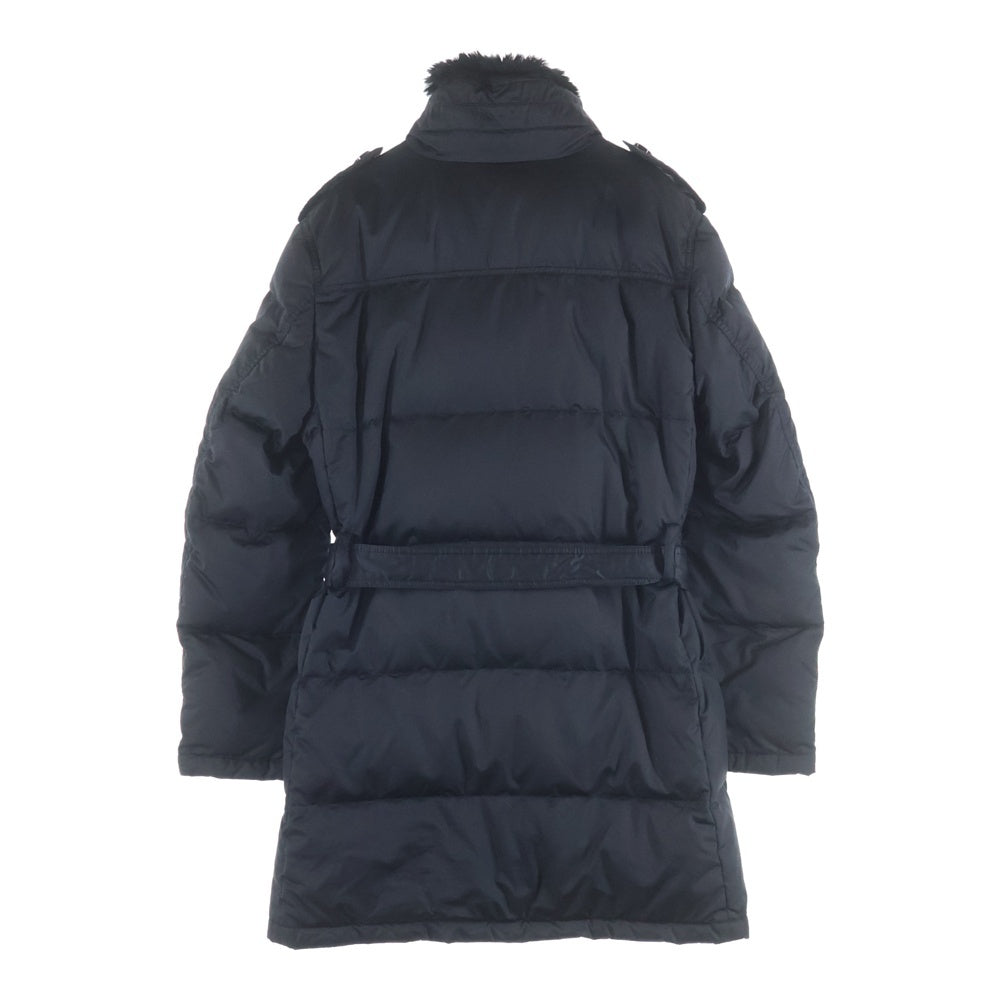 BURBERRY BLACK LABEL(バーバリー ブラックレーベル) 襟ファー ロングダウンジャケット 内側チェック ブラック D1F70-658-09