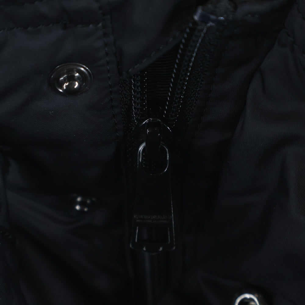 BURBERRY BLACK LABEL(バーバリー ブラックレーベル) 襟ファー ロングダウンジャケット 内側チェック ブラック D1F70-658-09