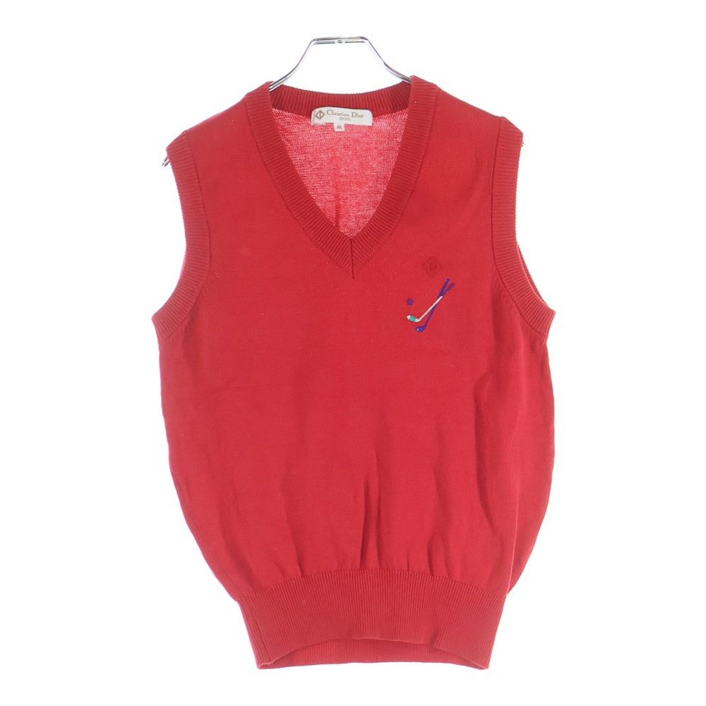 Christian Dior SPORTS(クリスチャンディオールスポーツ) 90s VINTAGE ロゴ ニットベスト レディース レッド