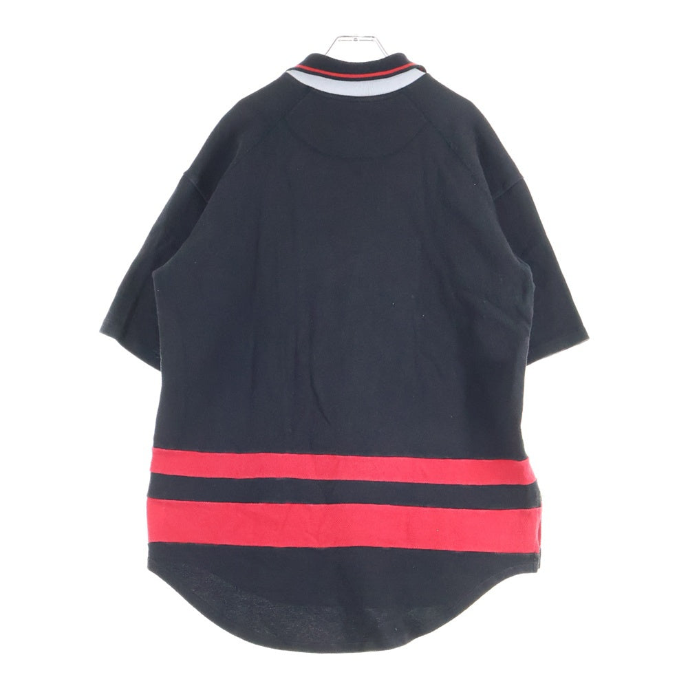 cvtvlist(カタリスト) ラバーワッペン オーバーサイズ コットン 半袖ポロシャツ カットソー ブラック 2101070302