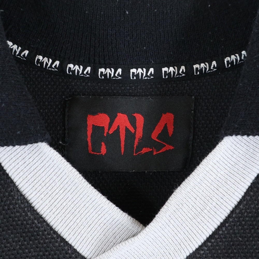 cvtvlist(カタリスト) ラバーワッペン オーバーサイズ コットン 半袖ポロシャツ カットソー ブラック 2101070302