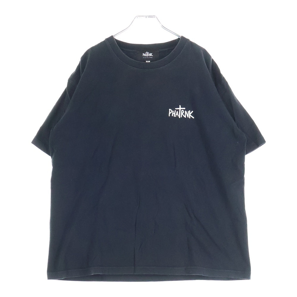 PHATRNK(ファットランク) バック ロゴ スマイル プリント クルーネック半袖Tシャツカットソー ブラック