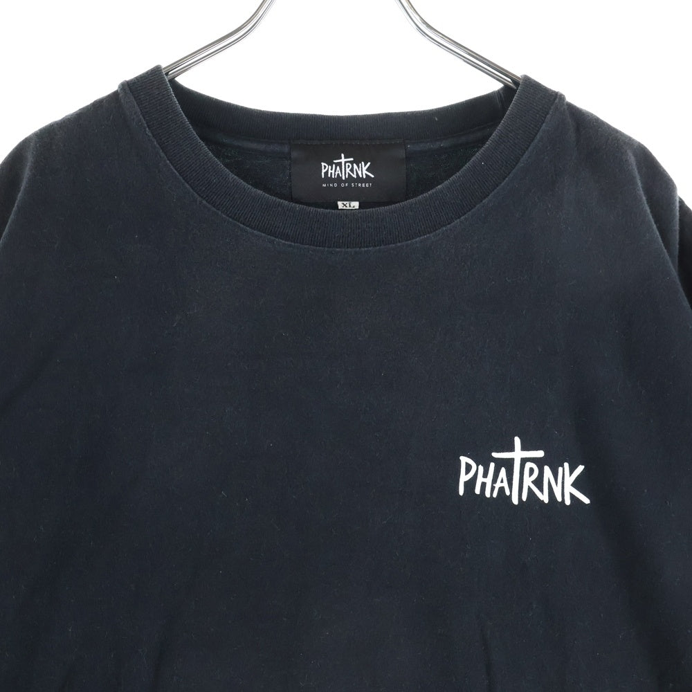 PHATRNK(ファットランク) バック ロゴ スマイル プリント クルーネック半袖Tシャツカットソー ブラック