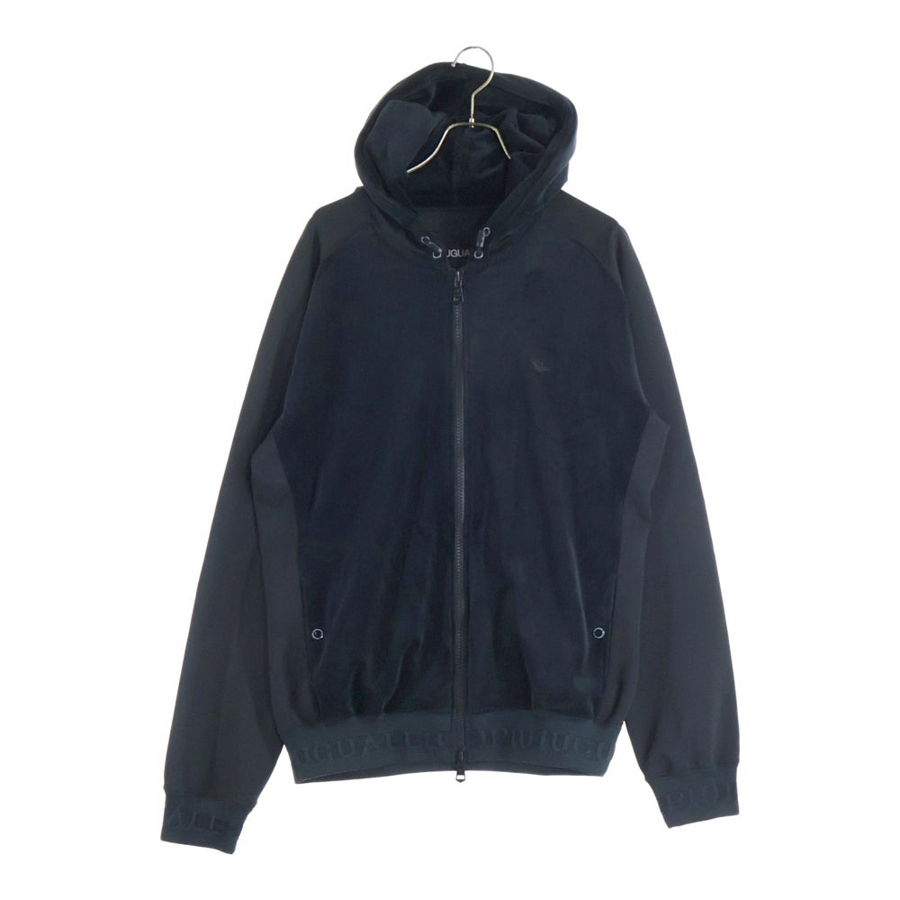 1 PIU 1 UGUALE 3(ウノピゥウノウグァーレトレ) 113 SPORT COMBINATION SPORT ZIP UP PARKA ベロア ジップアップパーカー フーディ ブラック SK035