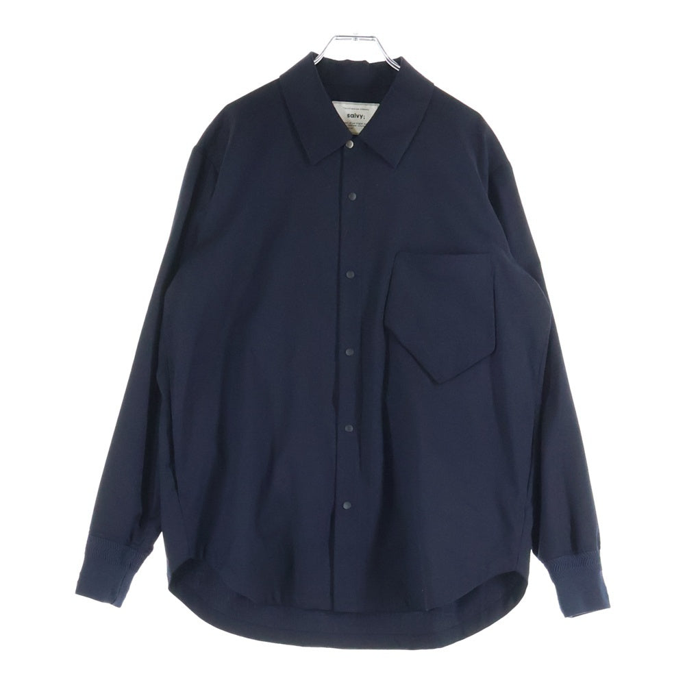 NO BRAND(ノーブランド) salvy(サヴィー) コットン ボタン長袖シャツ ネイビー SV05-3015C